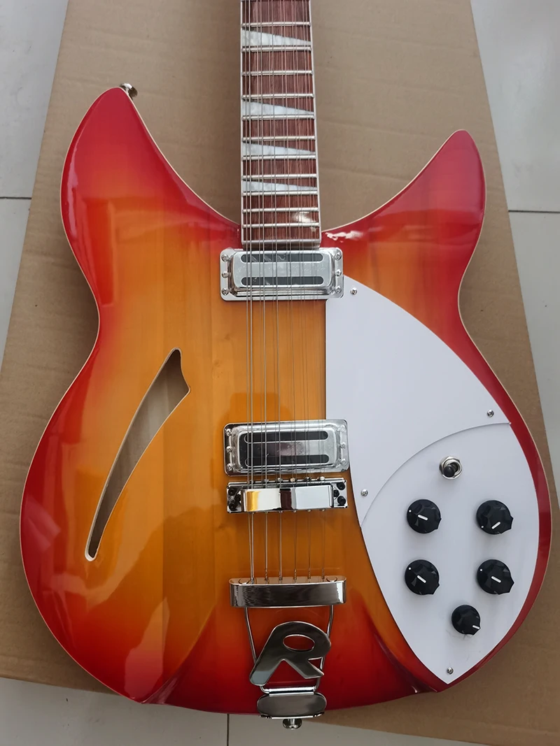 Ri ckenbacker 360 electric guitar, 12 string guitar, 5 splice neck，Red and yellow electric guitar，In stock