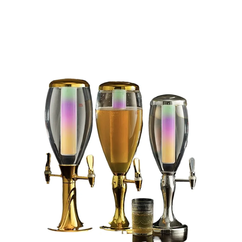 

New wine cannon double head 3L tie beer cannon commercial luminous cola barrel beer tower bar 5L beverage barrel