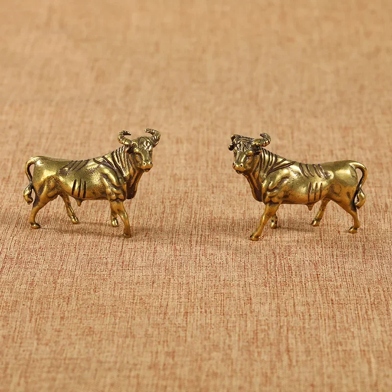 

Pure Brass Zodiac Bull Miniature Animals Statue Handmade Home Decoration Ornaments Craft Copper Figurines Desk Decor Accessories