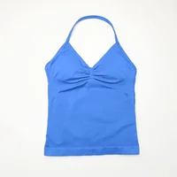 NCLAGEN Gym Longline Strappy Top Women Seamless Yoga Tank With Removable Pads V Neck Workout Clothes Sports Running Fitness Vest 5