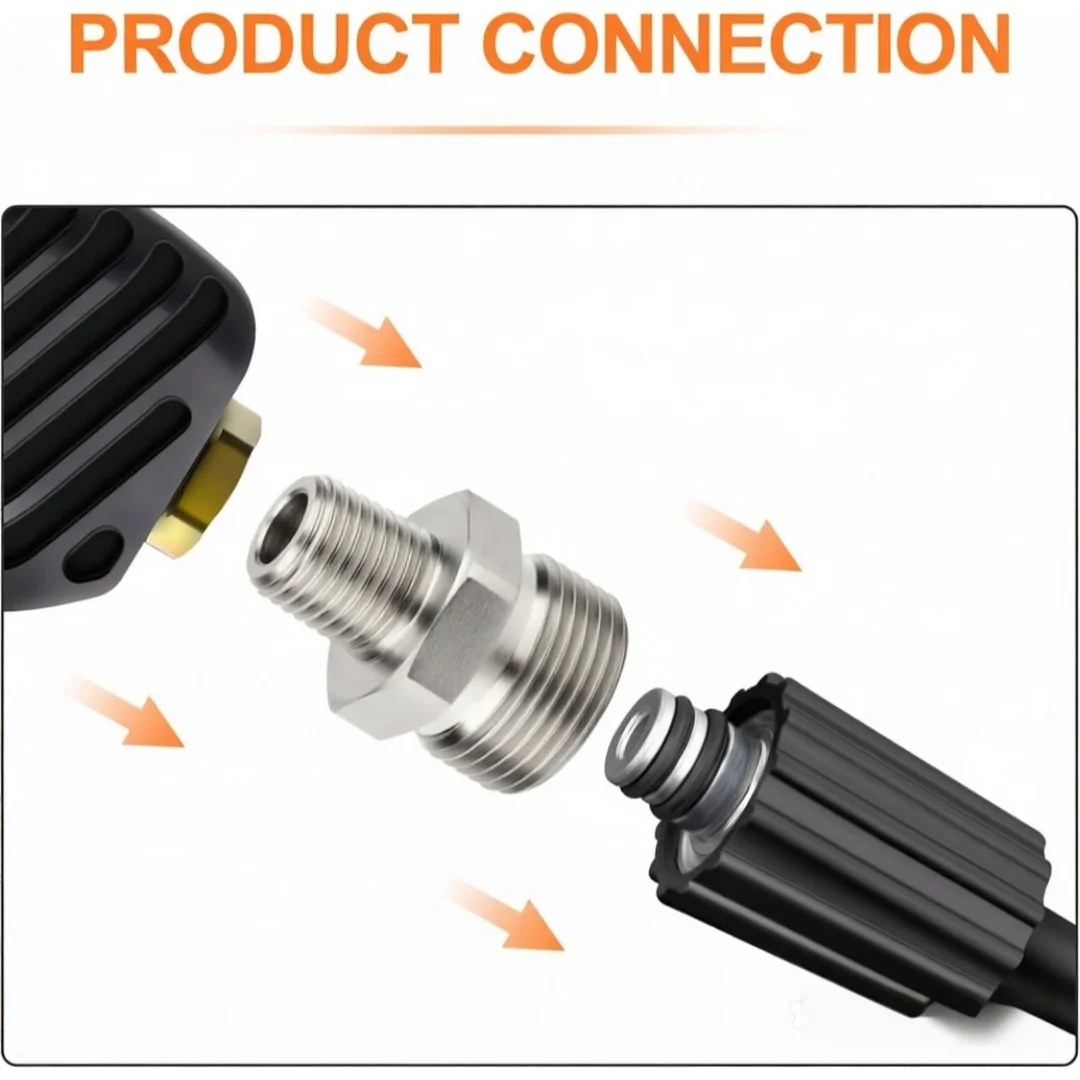 Car Wash Gun & Hose Connecter M22 To G1/4" M14 G3/8" Fitting Thread Male & Female Converter Stainless Steel - view 6