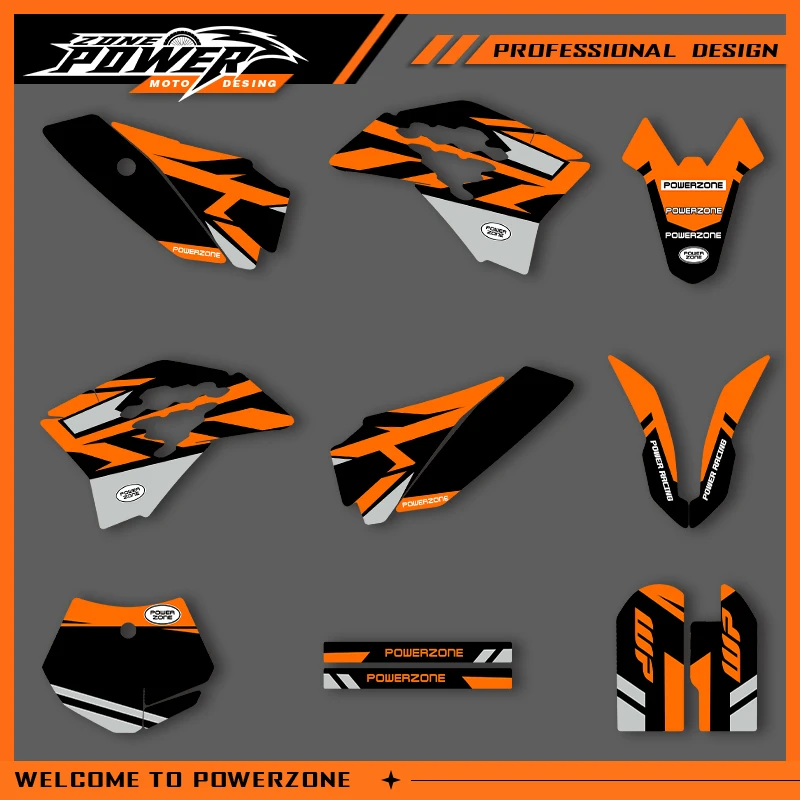 

POWERZONE мотокросс графический фон наклейки наборы наклеек для KTM SX 50 2009 2010 2011 2012 2013 2014 2015 индивидуальный номер 01