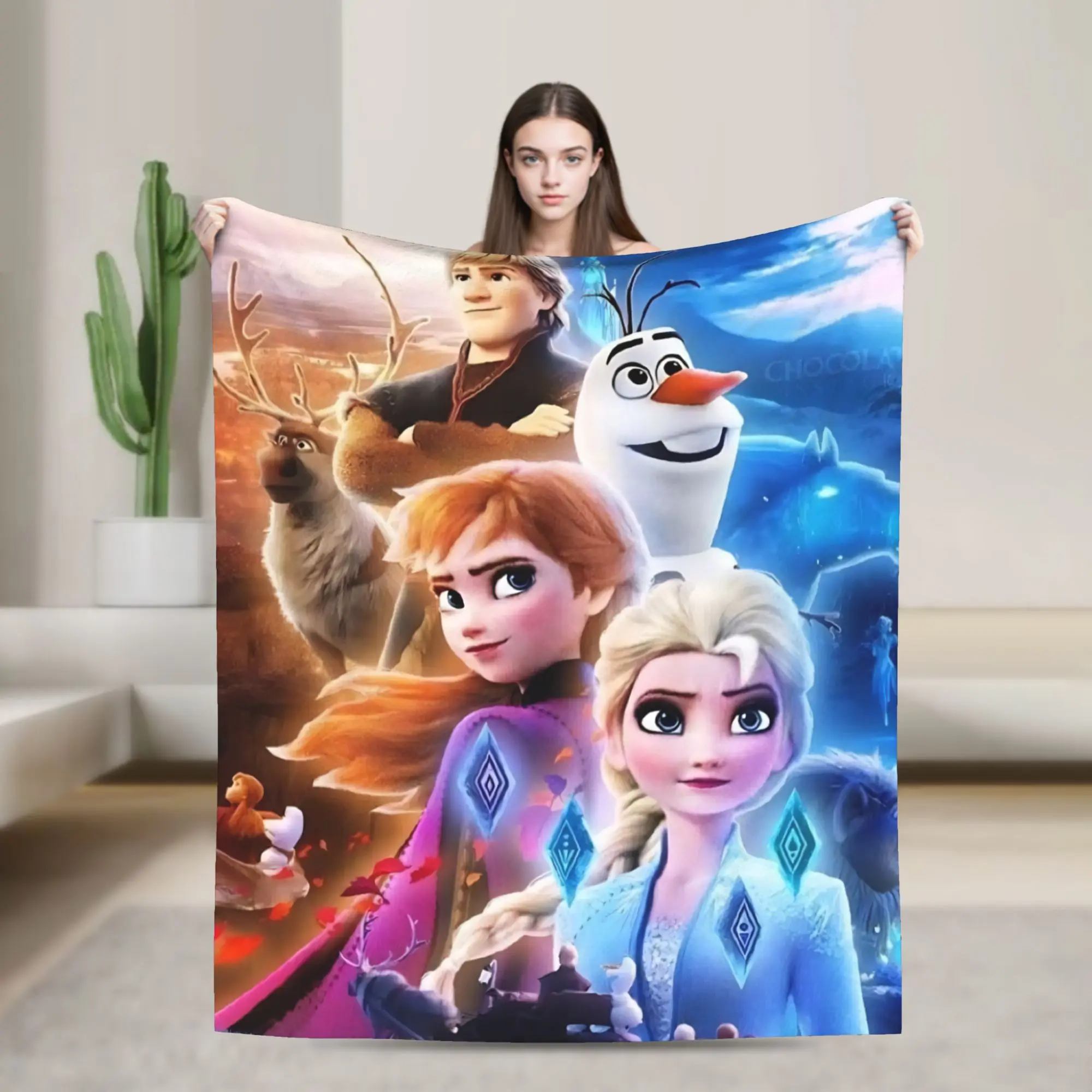 

Frozen Elsa Princess Lovely HD Printed Soft Blankets Travel Office Plush Throw Blanket Graphic Flannel Bedspread Sofa Bed Cover