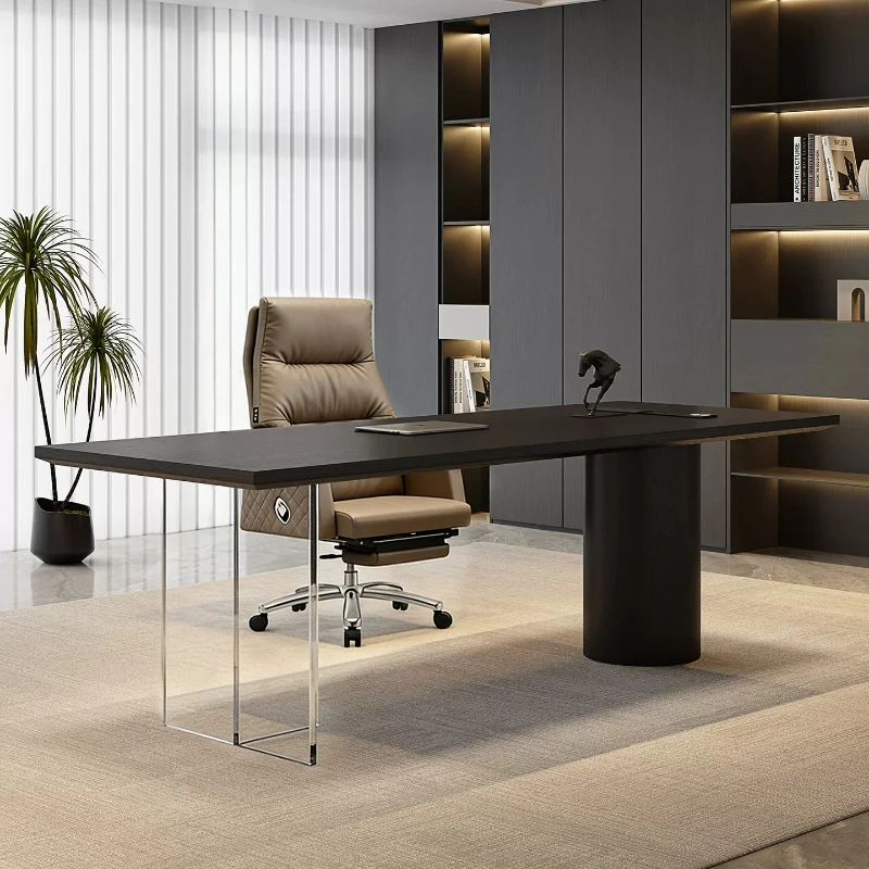 

Italian-style minimalist solid wood desk with drawer design, designed for floating office in the living room