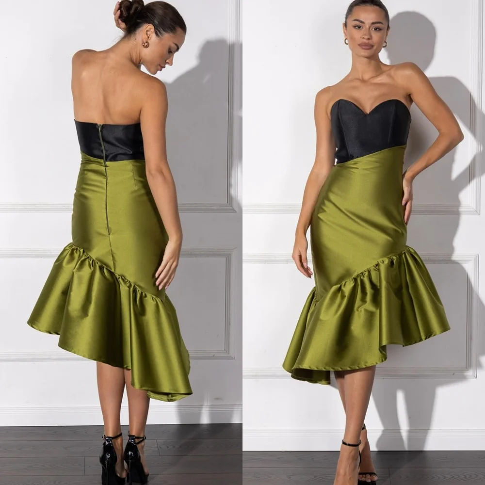 

Customized Elegant Green Satin Evening Dress Exquisite Sweetheart Sleeveless Homecoming Dresses Luxury Special Occasion Gow