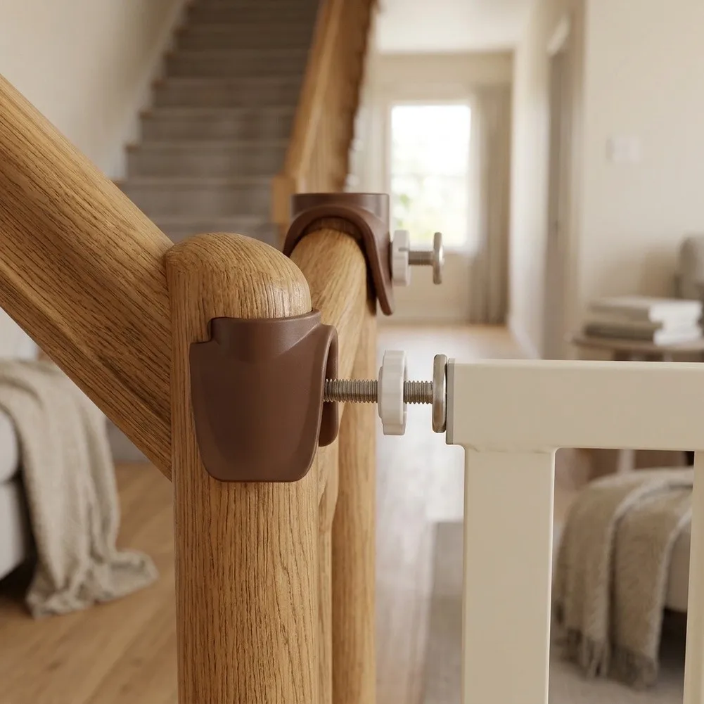Banister Adapter Brown Gate Wall Protector for versatile Use for child Safety Easy Installation Pet Safety Home Safety