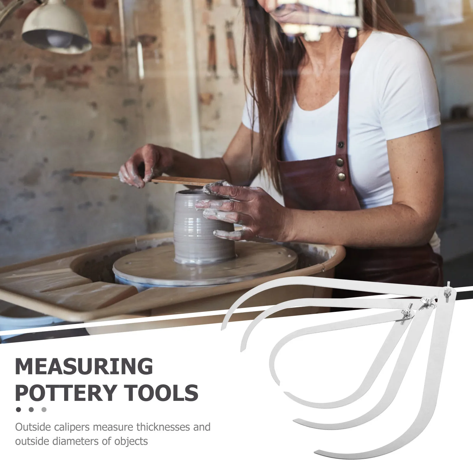 

3pcs Outside Calipers Stainless Steel Curved For Clay Sculptures Craft Shaping Supplies Measuring Tool Instrument