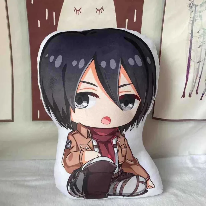 

Attack on Titan Mikasa Stuffed Figure Ornament Anime Eren Jaeger Sofa Pillows Decorations Levi Character Cushions Pillows Gifts