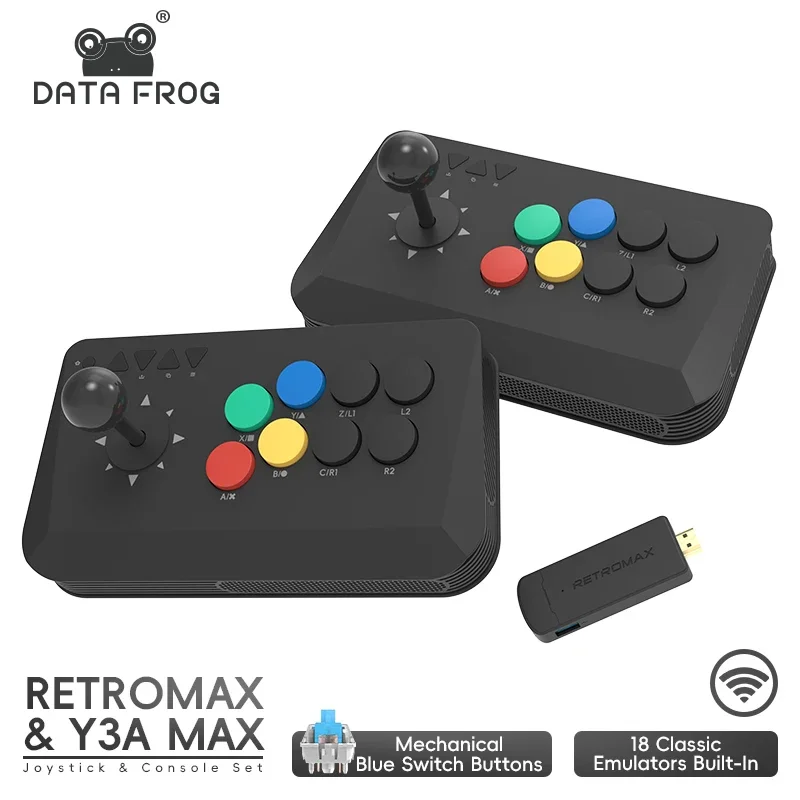 DATA FROG Y3A Max Wireless Arcade Fight Stick Controller for PC/TV Box/Android - Multi-System Fighting Game Joystick