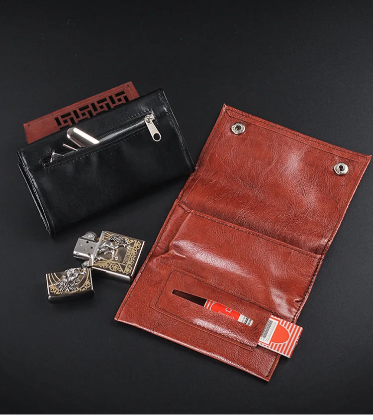 PU Retro Leather Tobacco Pouch Case Bag Cigarette Smoking Paper Tips Holder Wallet Bags Rolling Tool