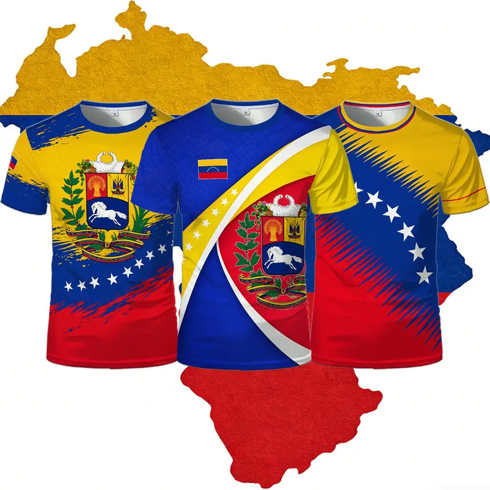 

Venezuelan Flag Jersey T-shirt Quick Dry Breathable Casual Printed Short-sleeved Tops Men Women Sports Crew Neck Football Tees
