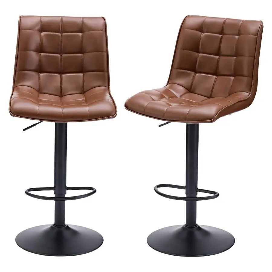 

Height Bar Stools, Swivel Bar Stools Set of 2 with Backs, Modern Brown Barstools for Kitchen Island, Adjustable Height 2433, Fau