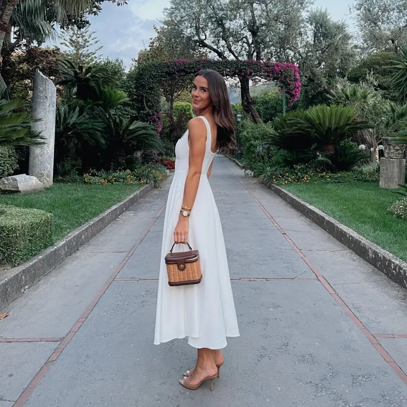 Prinsessenjurk banketstijl basic klassiek effen kleur sling vierkante kraag taille temperament mode-stijl Koninklijke oudere zus dr