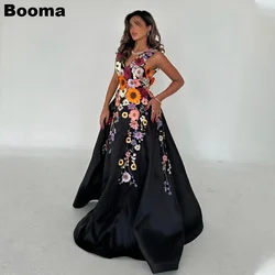 Booma Elegant A-Line Wedding Dresses Appliques Deep V Neck Sleeveless Long Formal Part Gowns for Women Floor Length Party Dress