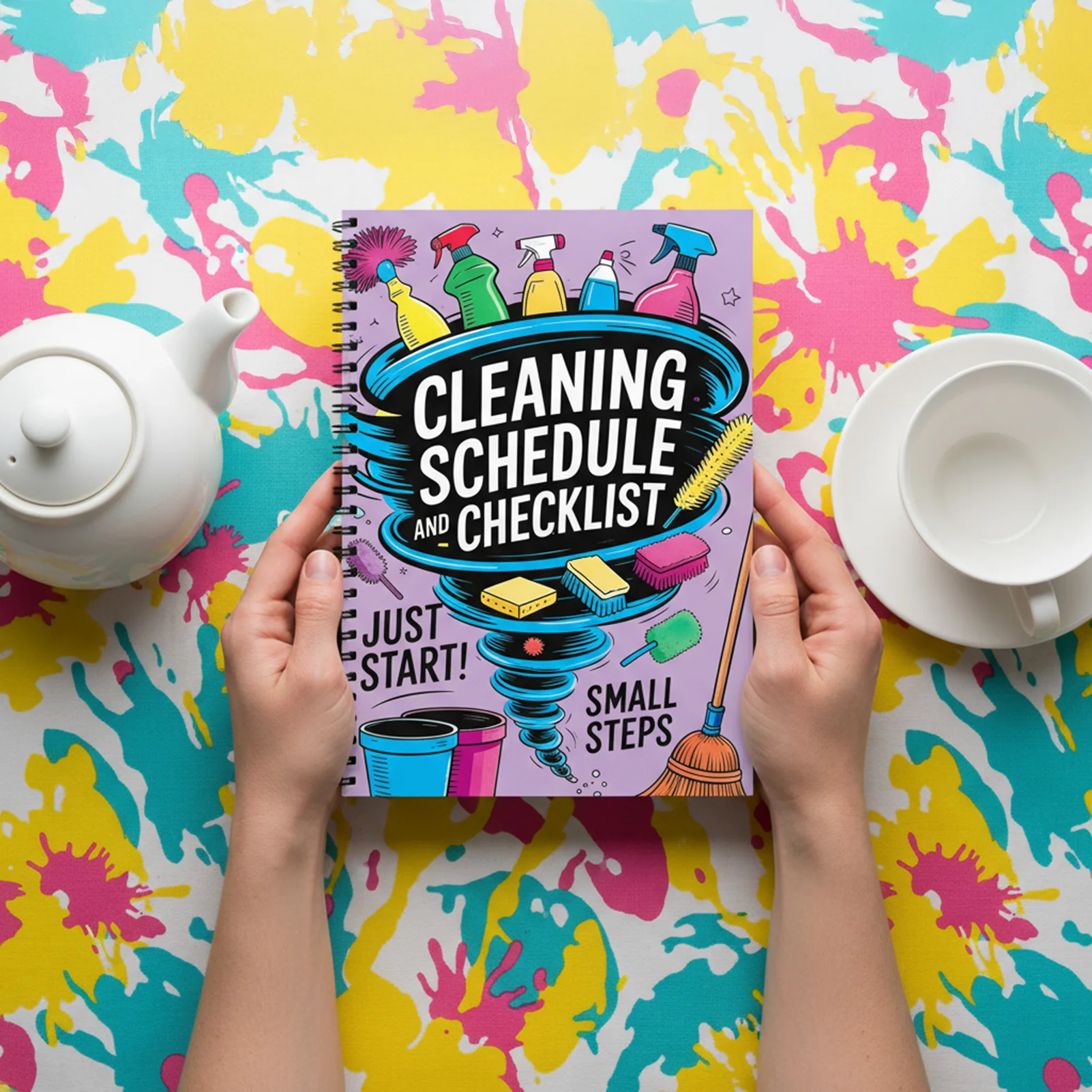 Purple Cleaning Schedule Planner Notebook For Home Office Durable Cover With Checklist Cleaning Task Management