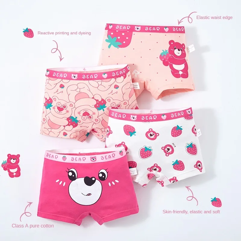 4PCS/set Soft Panties Girl Cute Shorts Cartoon Girls Boxer Underwear Boxers Children Children's Cotton Underwears Kids Clothing