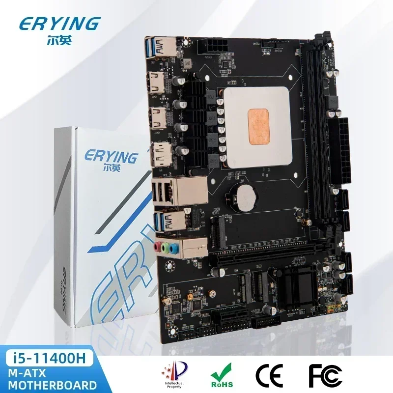 ERYING DIY Desktops Motherboard with Onboard CPU Core Interpose Kit i5 11400H i5-11400H 2.7GHz 6C12T DDR4 Gaming PC Computers