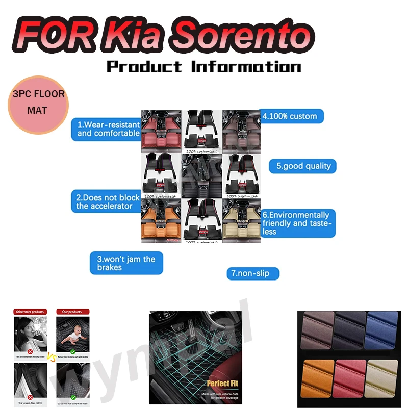 

LUXURY Car Floor Mats For Kia Sorento（Five Seats）2013 2014 Customauto Foot Pads Automobile Carpet Cover interior accessories
