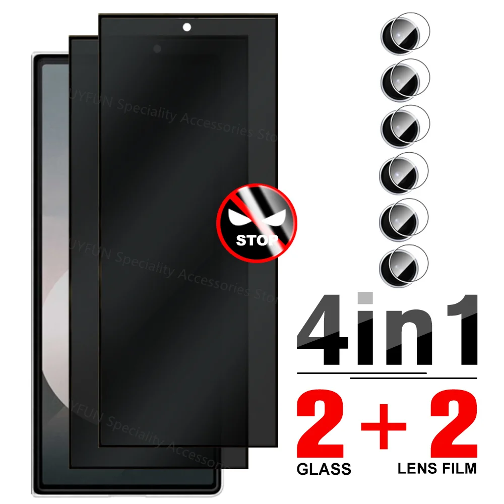 Casing kaca pelindung lensa 4in1, casing pelindung kaca Tempered untuk Galaxy Z Fold6, pelindung layar Privasi untuk Samsung Z Fold 6 ZFold6