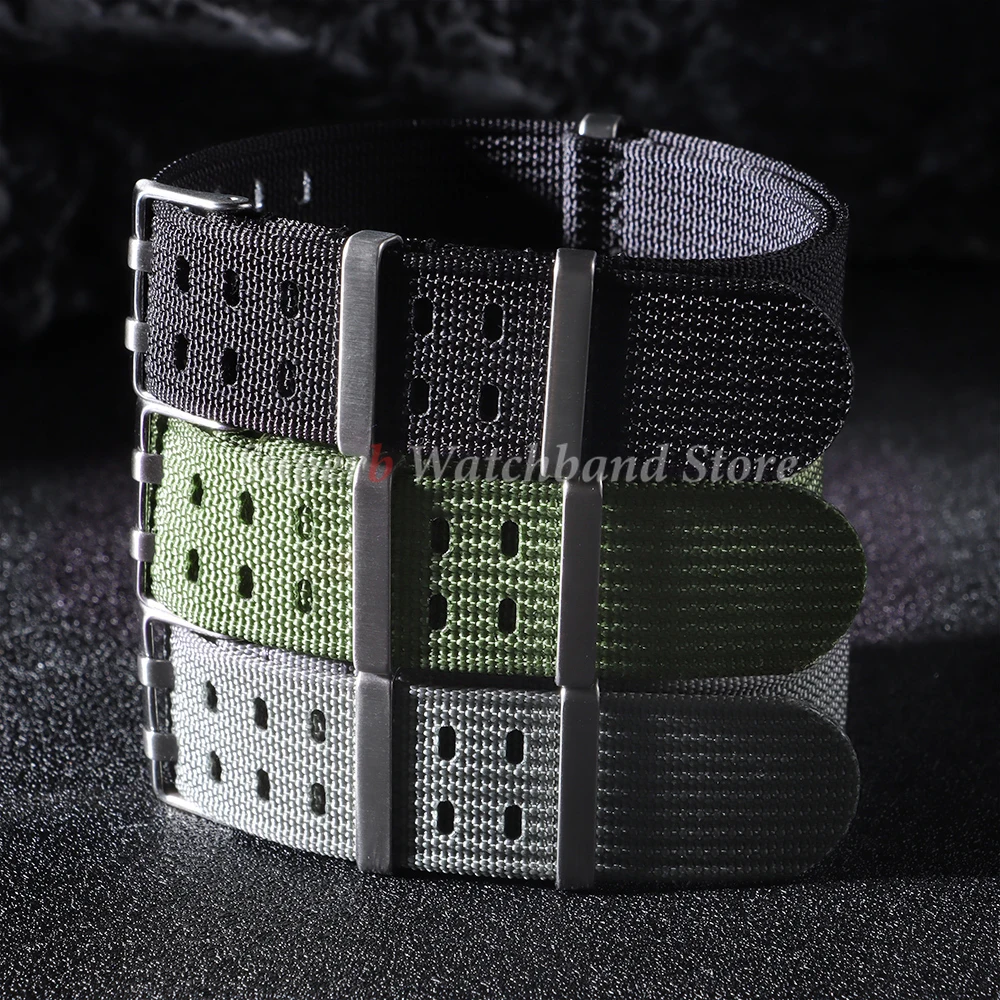 리브드 시계 스트랩 20mm 22mm 나일론 시계 밴드 세이코 오메가 시계 액세서리 군용 시계 밴드 스포츠 팔찌