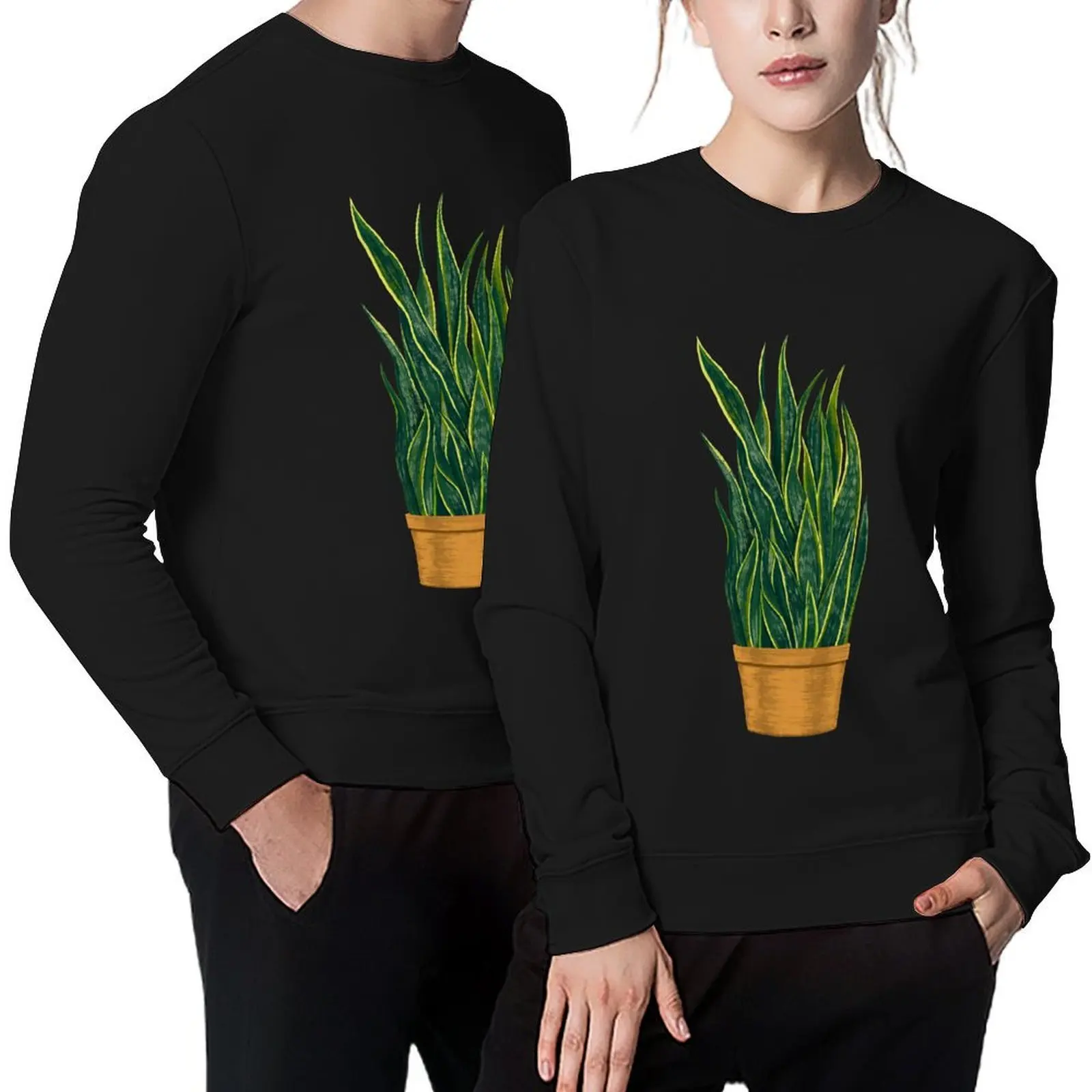 

Snake Plant - Sansevieria Illustration Pullover men's autumn clothes autumn japanese style winter clothes graphic sweatshirts