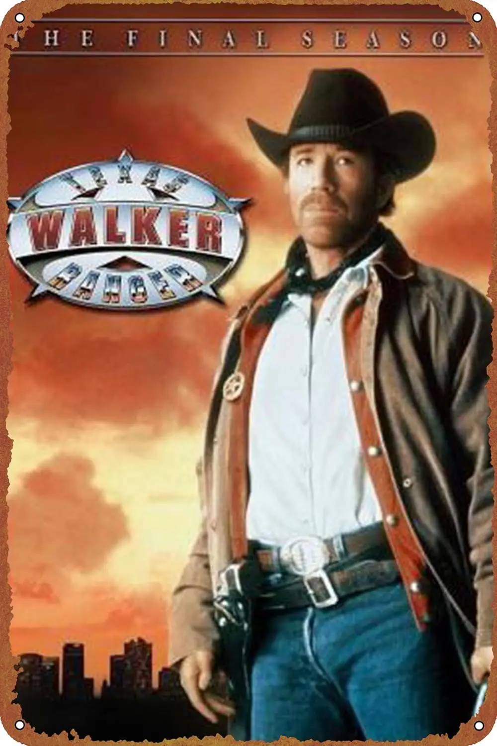 Walker Texas Ranger Poster Metal Signs Vintage Bar Bathroom Kitchen Man Cave Garden Club Gift 12x8inch