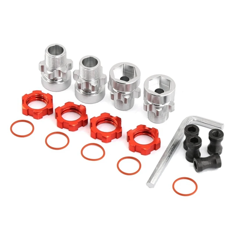 Metal 12Mm To 17Mm Splined Wheel Hex Hub Adapter For Traxxas Slash2wd Rustler Stampede Bandit 4WD RC Car Parts Red