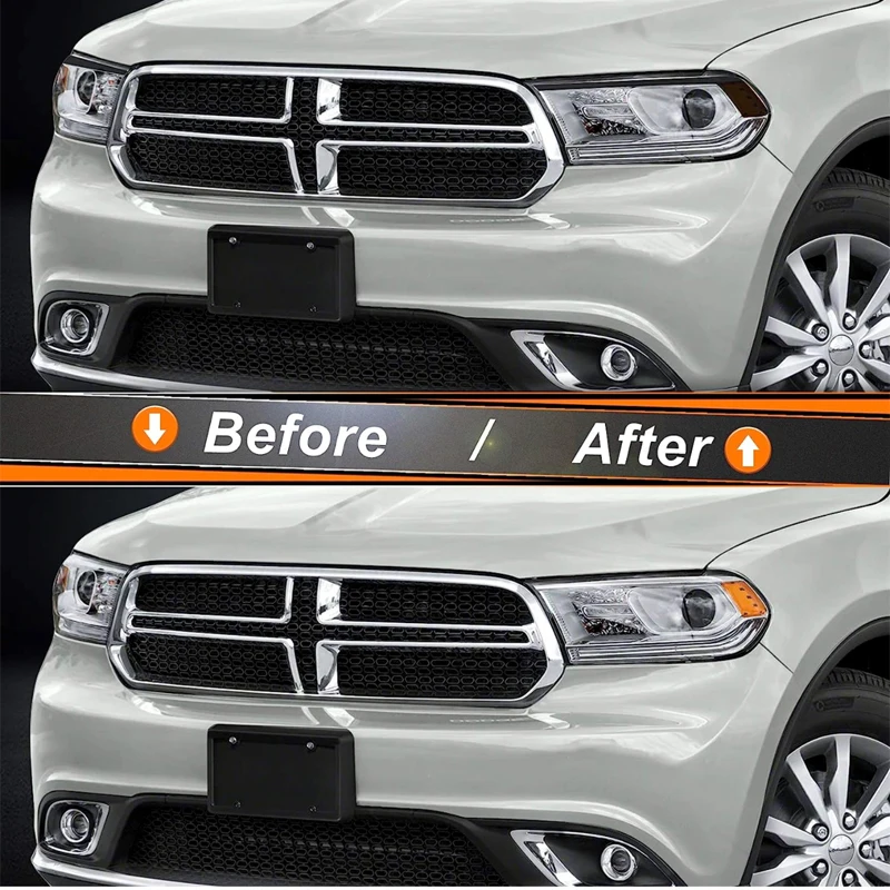 Blackout Headlight Eyelid Vinyl Tint Film Pre-Cut Cover Headlight Brow Hood Smoke Sticker Compatible For 2014-2021 Dodge Durango