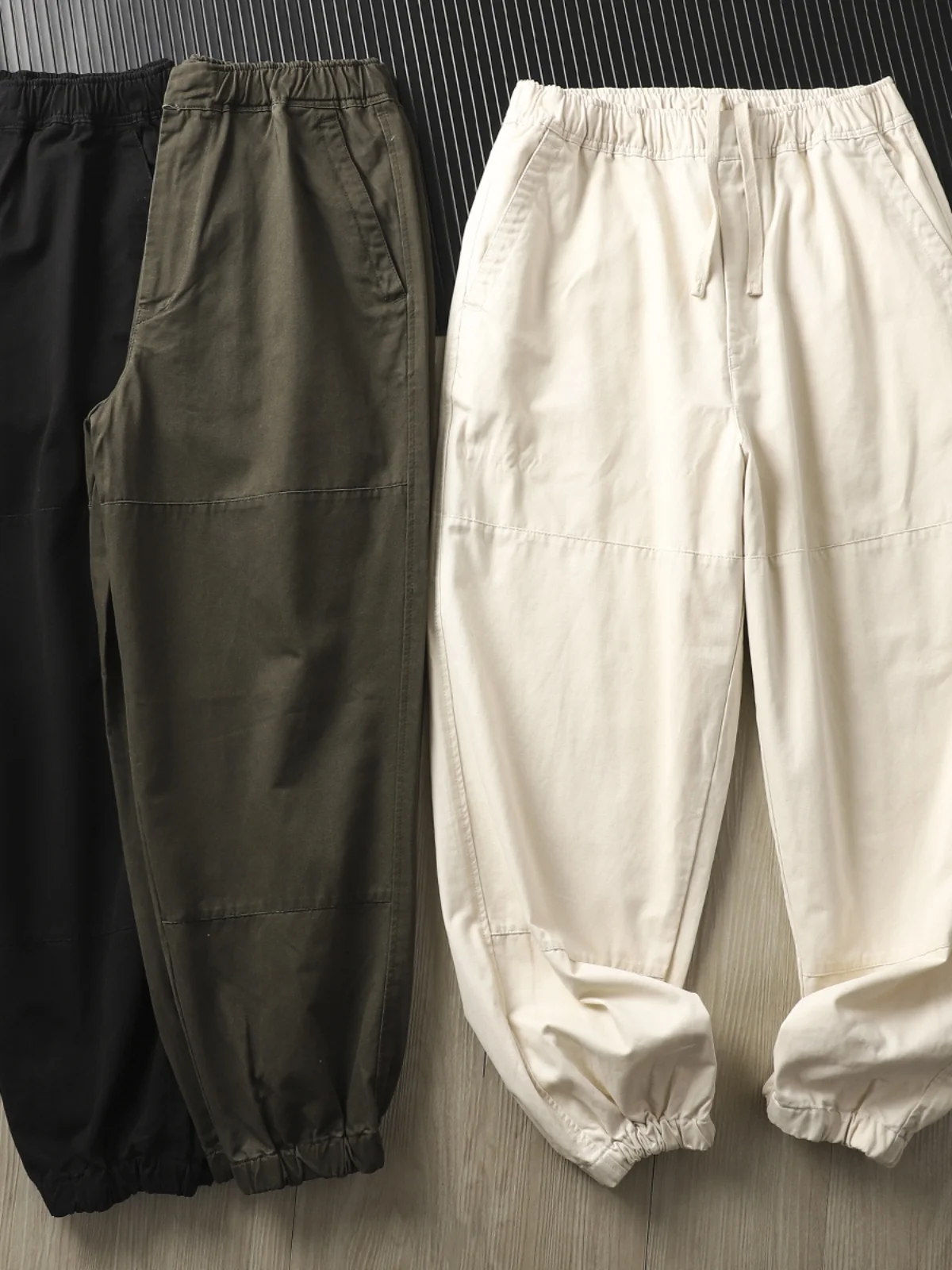 

Легкие хлопковые мужские повседневные брюки свободного кроя с эластичным поясом и карманами в японском ретро-стиле