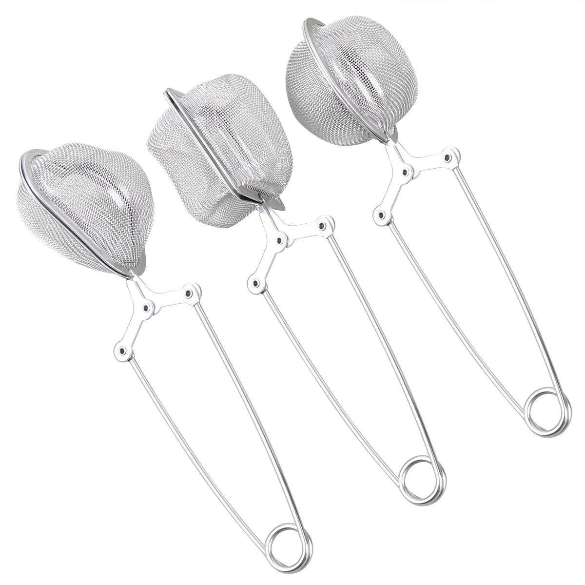 

3Pcs Stainless Steel Tea Strainer Handle for Loose Leaf Teas Herbs Spices Stylish Reusable Kitchen Tool Silver