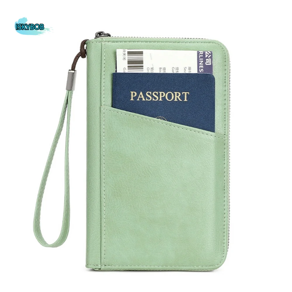 

PU Leather Passport Clip Wallet RFID Blocking Anti-Theft Travel Document Bag Wear-Resistant Large Capacity