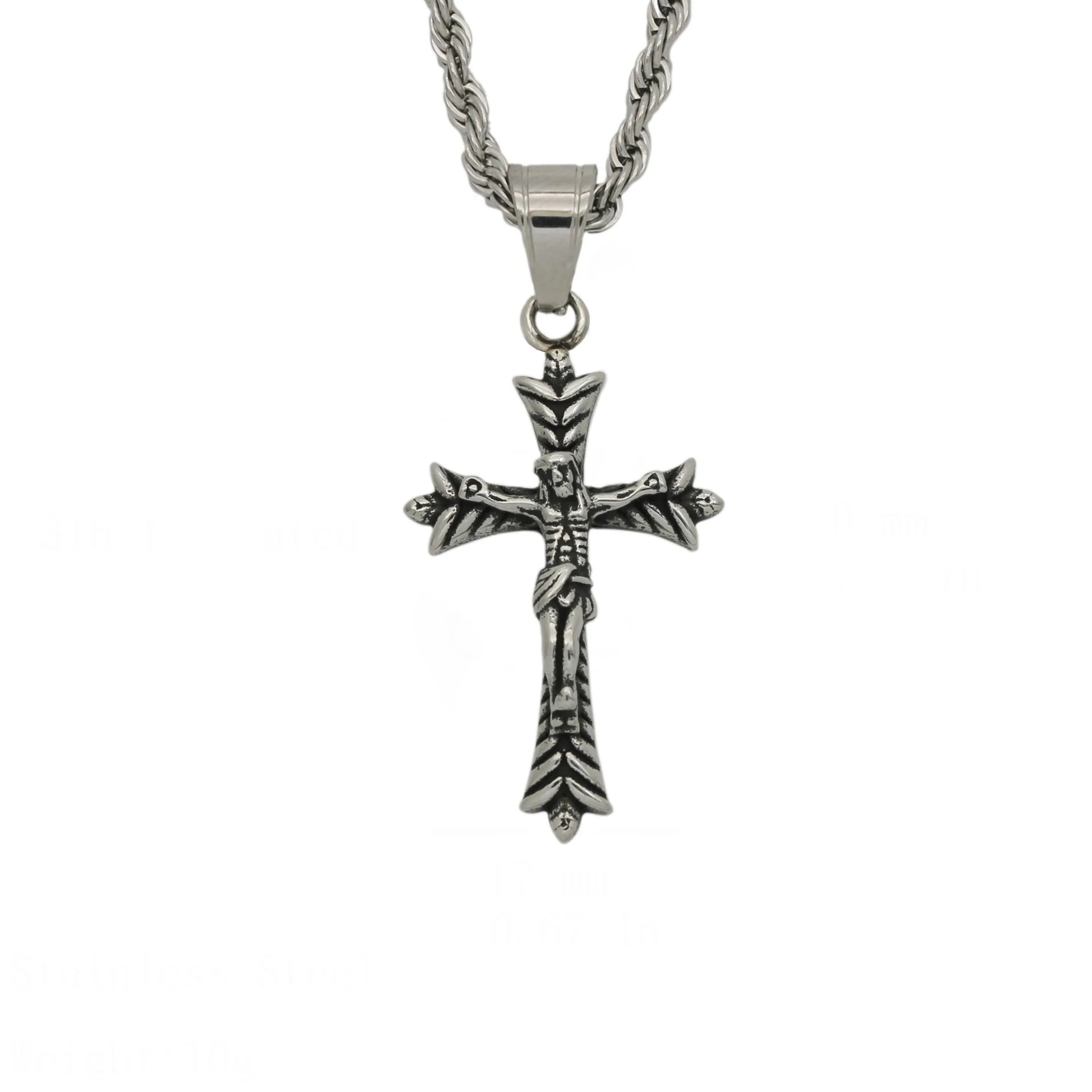 2025 Novo colar de Jesus St. Benz Nick Cross Retro Amuleto Pingente Pingente de aço inoxidável