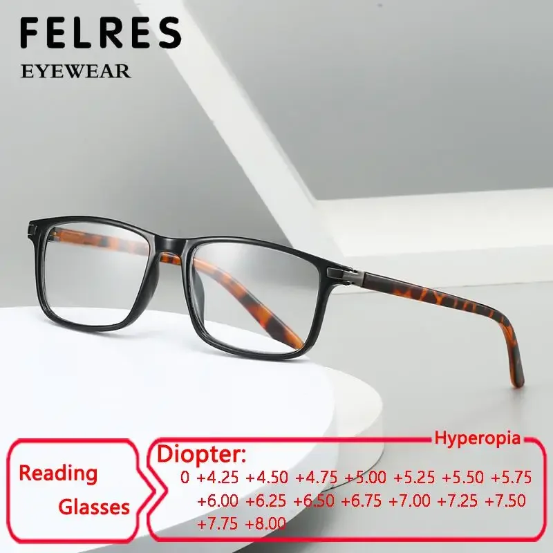 

Sqaure Blue Light Blocking Reading Glasses Men Women Highly Strength +4.5 5.0 6.0 7.0 8.0 Readers Clear Lens Presbyopia Eyewear