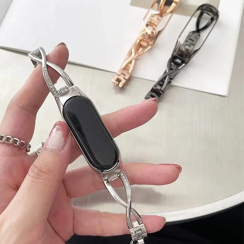 สำหรับ Xiaomi Band 7 6สายสแตนเลสสายรัดข้อมือสำหรับ Xiaomi Mi Band 6 5 4 3นาฬิกาสายโซ่สร้อยข้อมือ