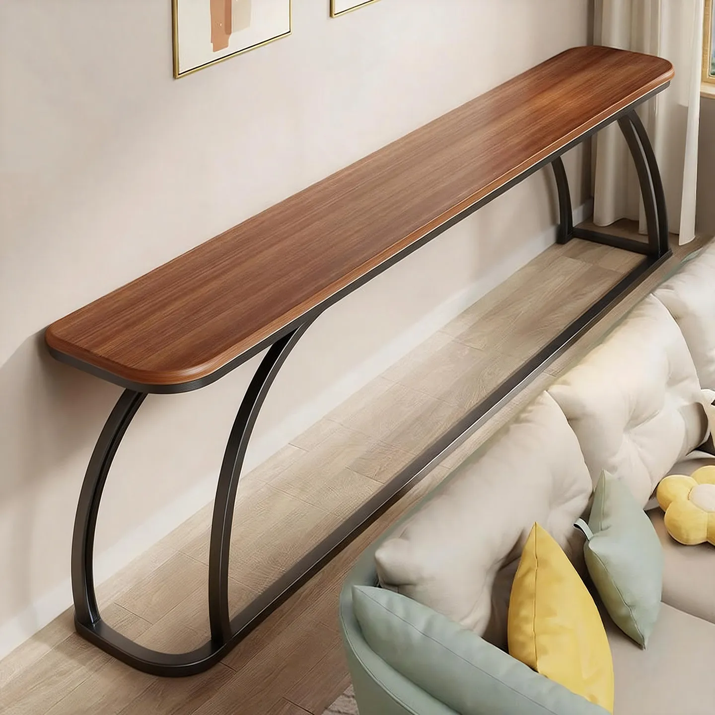 For sofa storage floor-standing, ultra-thin, wall-mounted storage, and a long table at the head and foot of the bed