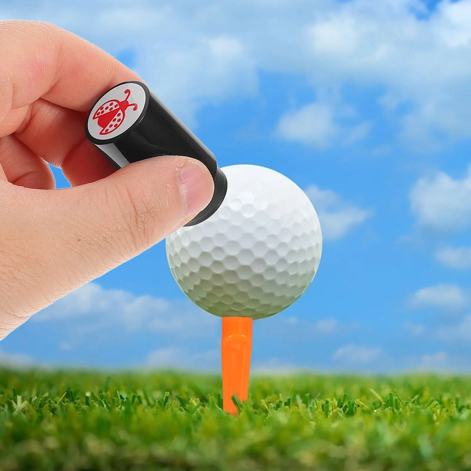 Self Inking Golf Ball Marking Stamp Waterproof Quick Drying Permanent Ink Golf Ball Stamp Tool for Golfers Portable