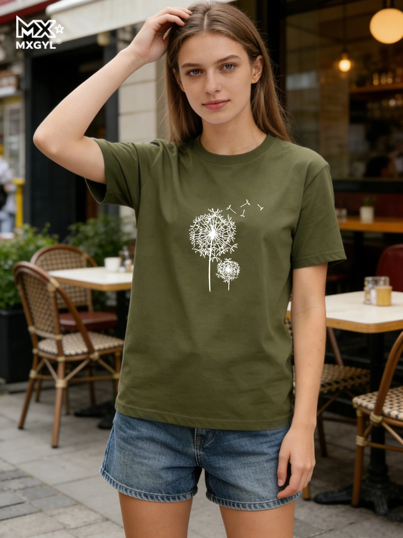 

Новая футболка с принтом одуванчиков, свободного кроя, с круглым вырезом, с коротким рукавом, для женщин, весна-лето 2026