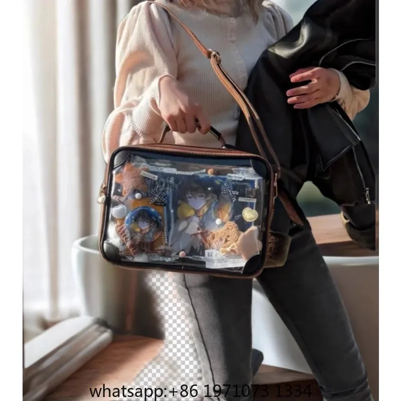 Harajuku Vintage Solid Ita Bag Women Spacious Multi-Pocket Multifunctional Crossbody Bag Ladies PU Leather Square Handbag Y2k view 5