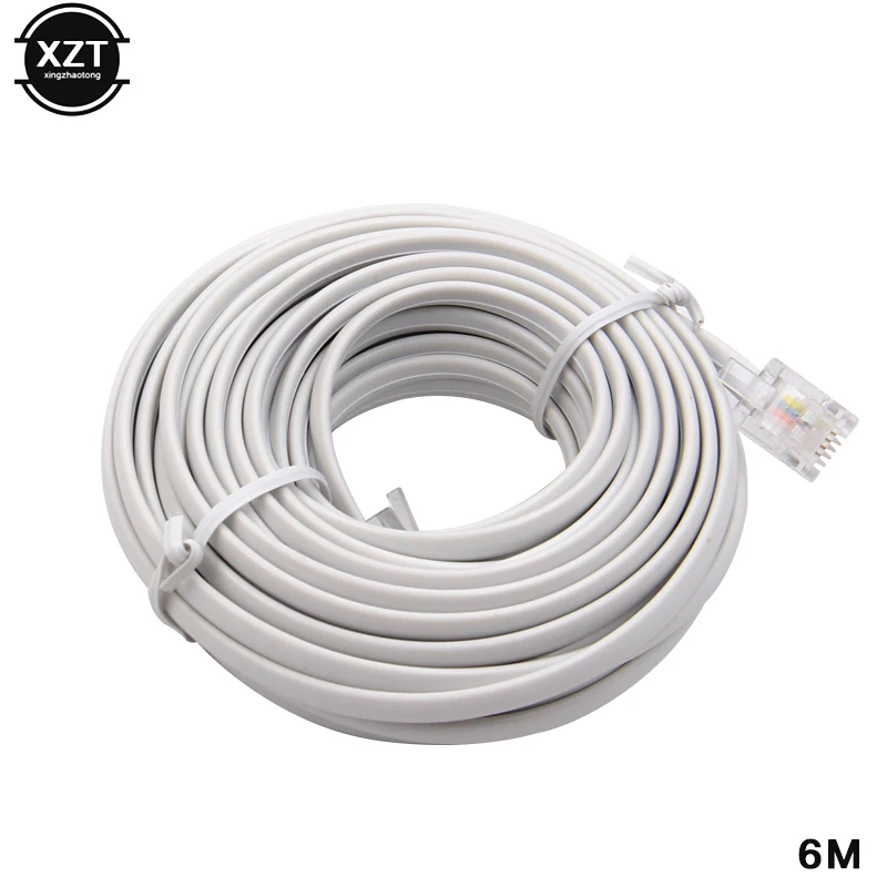 NEWEST 1M/10M/9M/6M/3M RJ11 male 6P2C Modular Telephone Phone Cables Extension Cable Wire