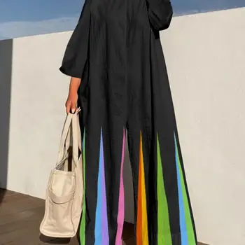 여성용 스트라이프 와이드 레그 점프수트, 긴 소매, 캐주얼 외출 지퍼 점프수트, 세련된 선택, 2024 신상 