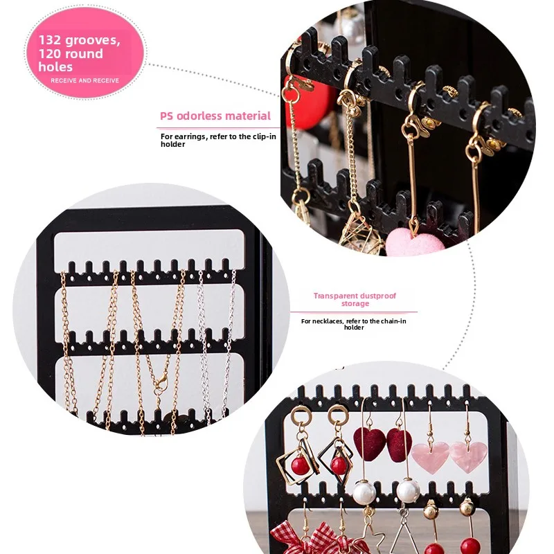صندوق تخزين أقراط كبير الحجم للنساء، حامل عرض مجوهرات شفاف مقاوم للغبار، منظم حامل الأساور #3