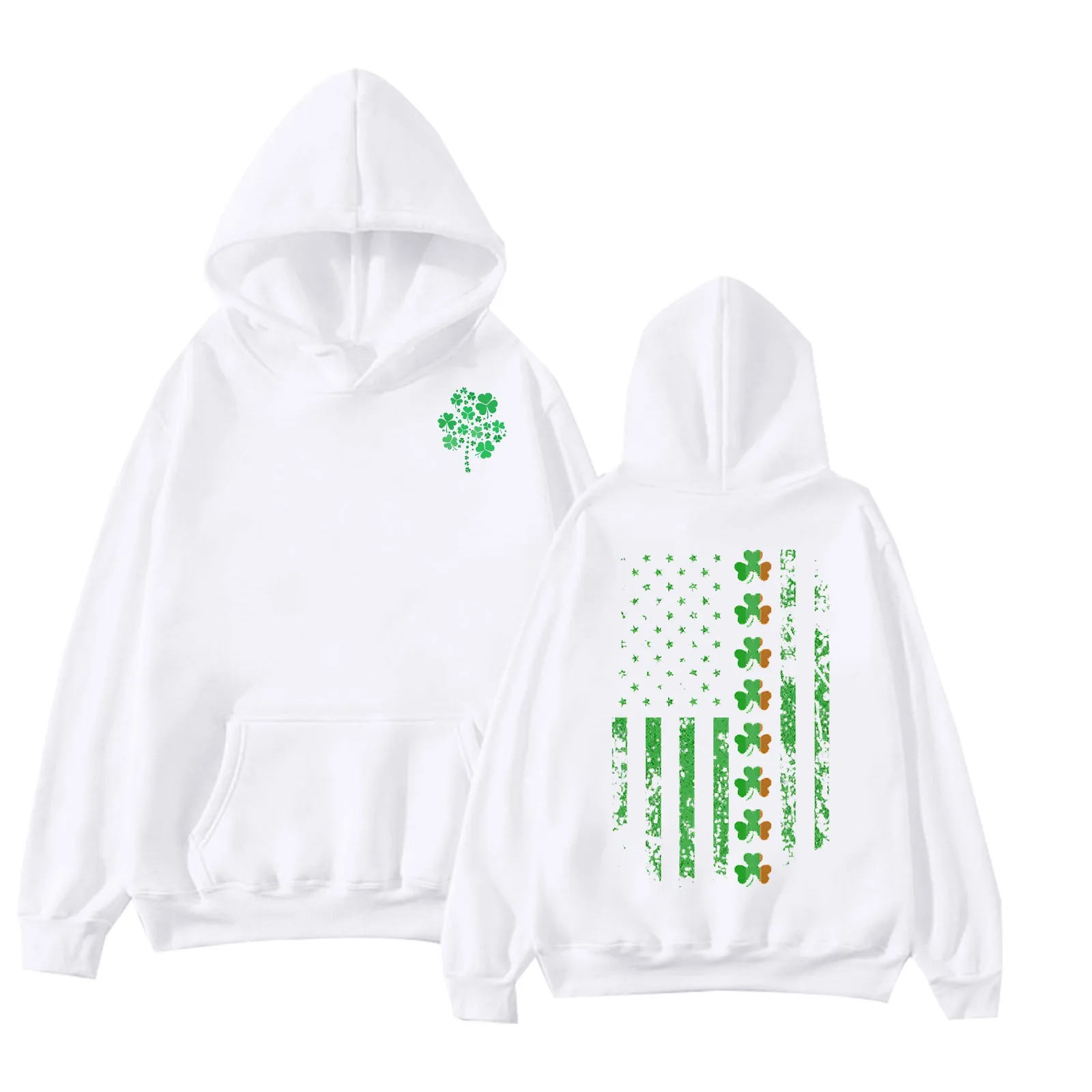 Irish Green Sweatshirt Women Glove Lucky Print Hoodies American Flag Shirts Holiday Daily Causal Pullover Spring Fashion Clothes