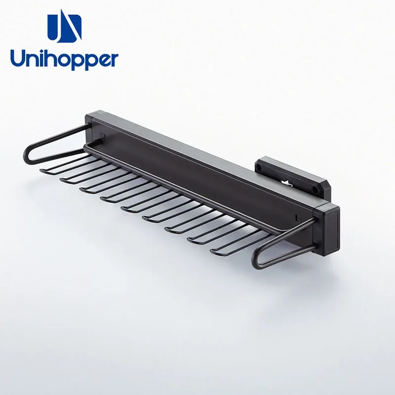 Soft Closing Side Mounted Sliding Wardrobe Closet Almirah Fittings Tie Hanger Holder Rack Wardrobe Tie Rail