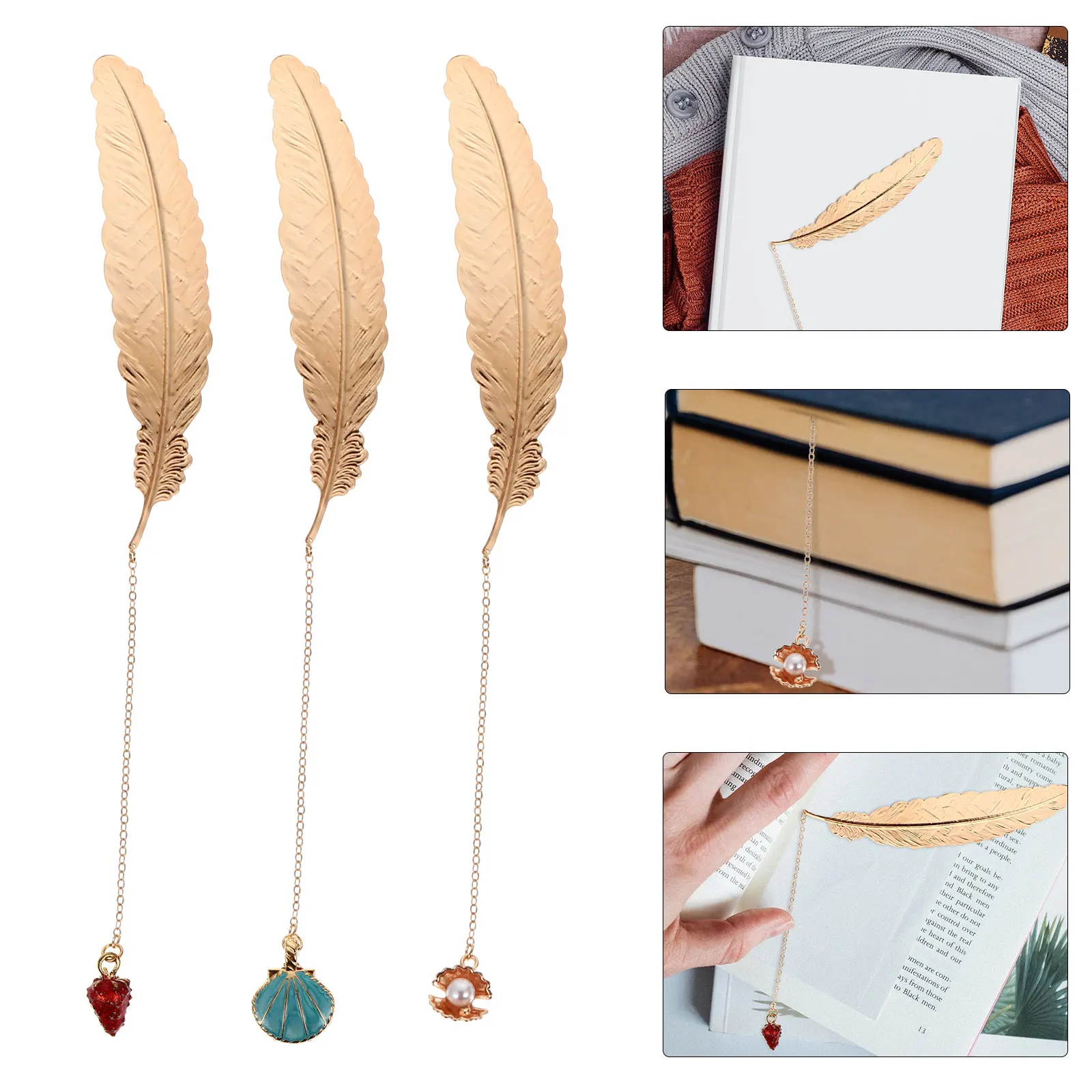 3pcs Bookmark Alloy Reading Pendant Elegant Retro Decorative Pattern Chinese Style Sturdy Practical