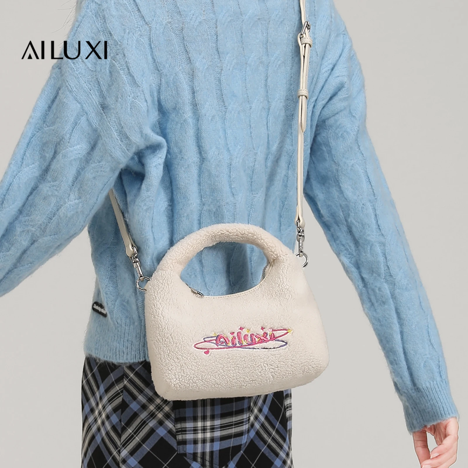 Women's Fashionable Letter Embroidery Handbag, Casual Solid Color Shoulder Bag for Daily Used, Trendy All-match Bag for Women