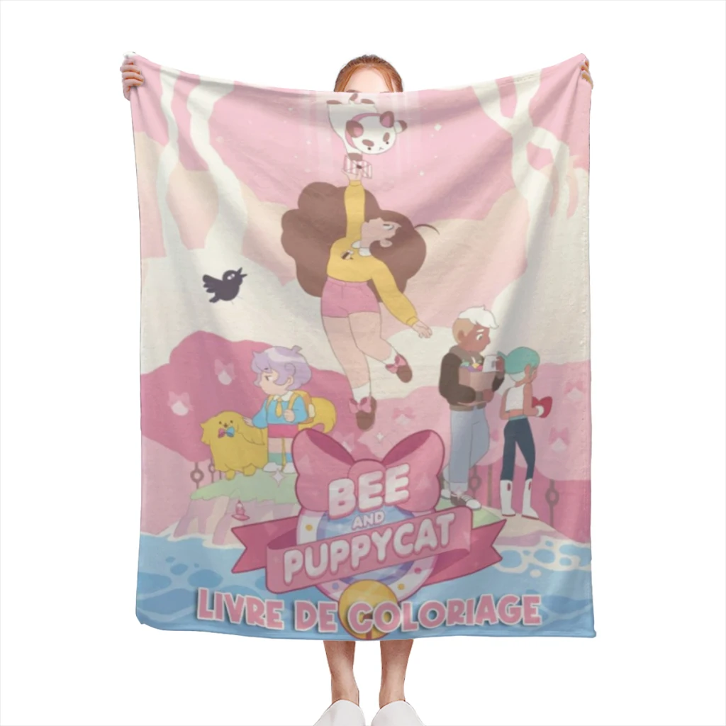 

Bee and Puppycat Cat Medium Blanket Comforter Flannel Soft throw Blankets Warm Home and Decoration