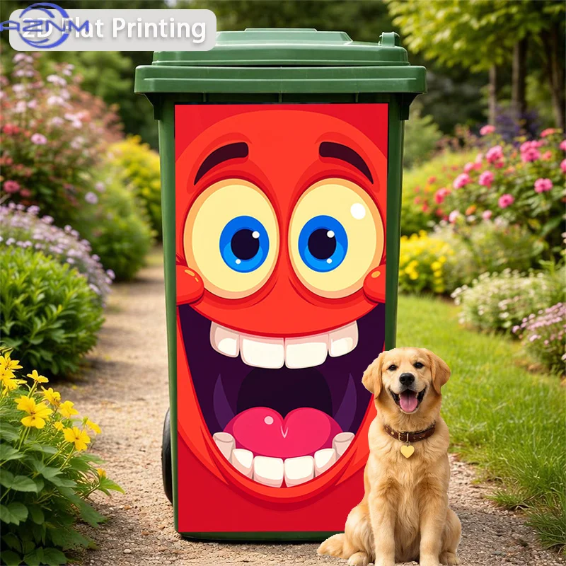 Trash Can Sticker Red-Faced Laughing Theme Design Wall Decoration Self-Adhesive Wallpaper, Kitchen Trash Can Decor, Suitable f