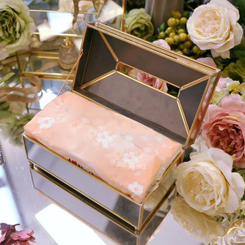 VEHO-Luxury European Style Practical Mirror Glass Tissue Box Waterproof Paper Towel Holder Dressing Table Tray Home Decor