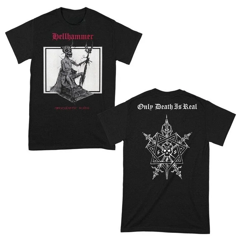 Hellhammer Apocalyptic Raids Demon Print Schwarzes Baumwoll-T-Shirt Herren Metal Unisex Tee – Detail 2