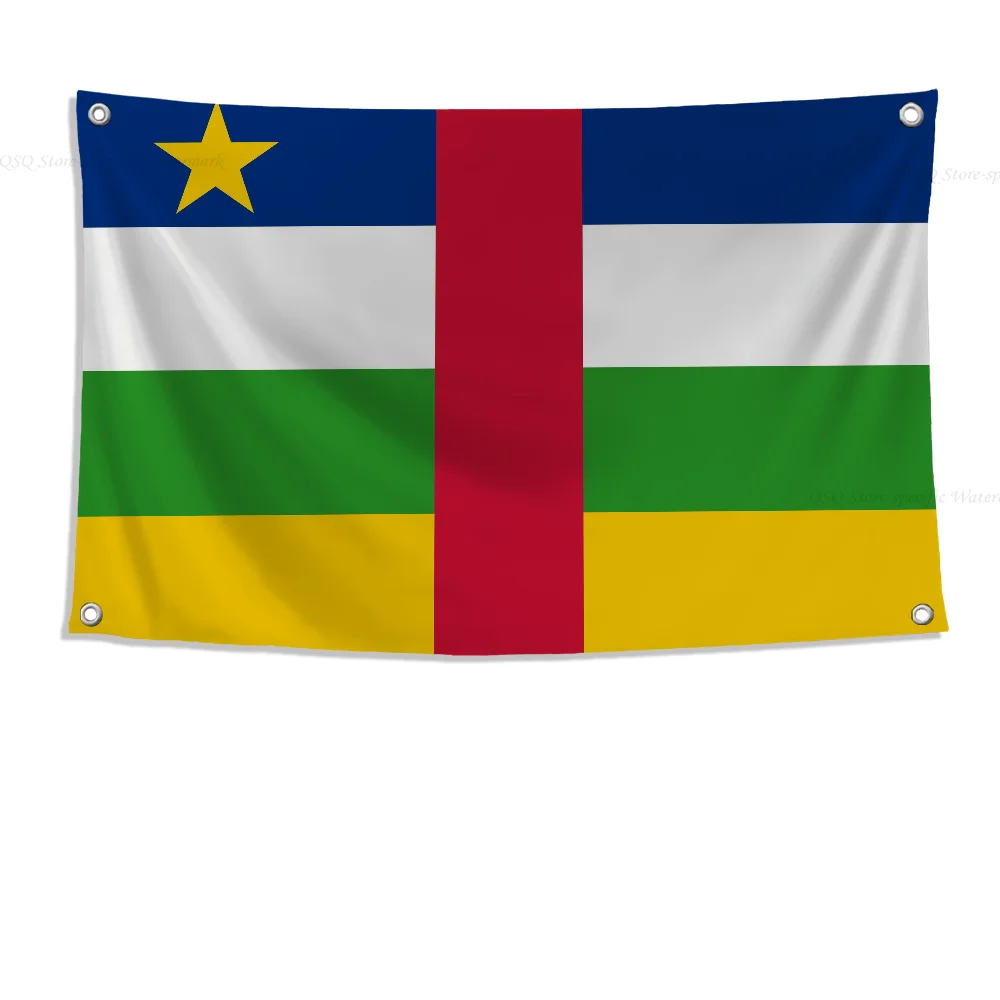 1pc Central African Republic Flag Flags And Banners Four Hole Flag Polyester Outdoor Decor Room Aesthetic